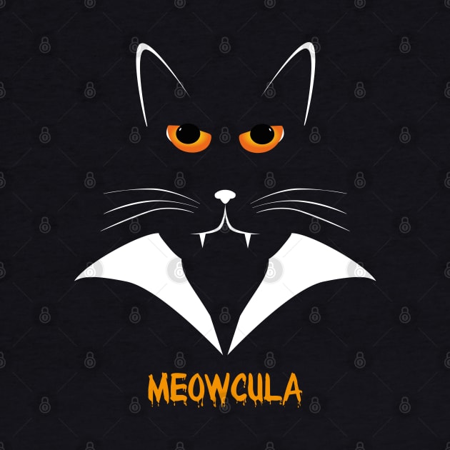 Meowcula Funny Cat Vampire Dracula Halloween Tee Shirt gift by stearman